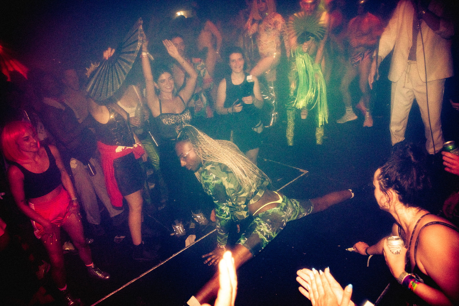 Sweaty crowds and performers at Glastonbury's NYC Downlow