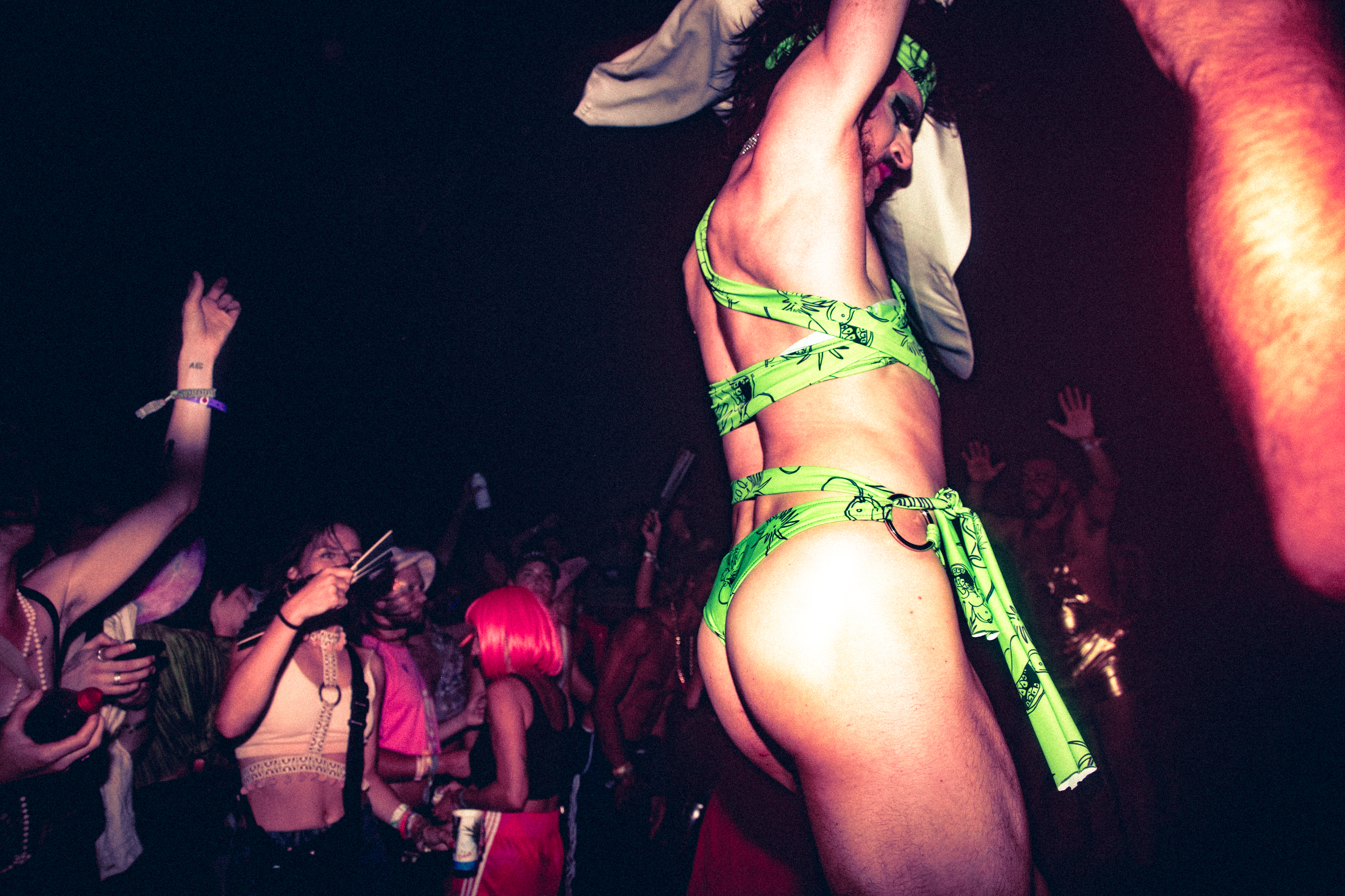 Sweaty crowds and performers at Glastonbury's NYC Downlow