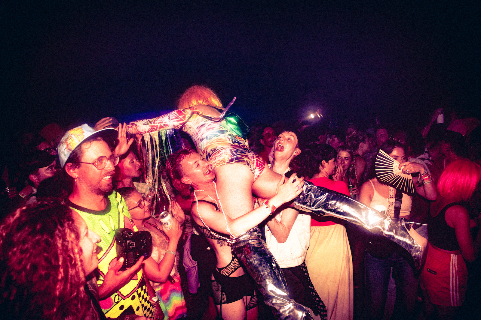 Sweaty crowds and performers at Glastonbury's NYC Downlow