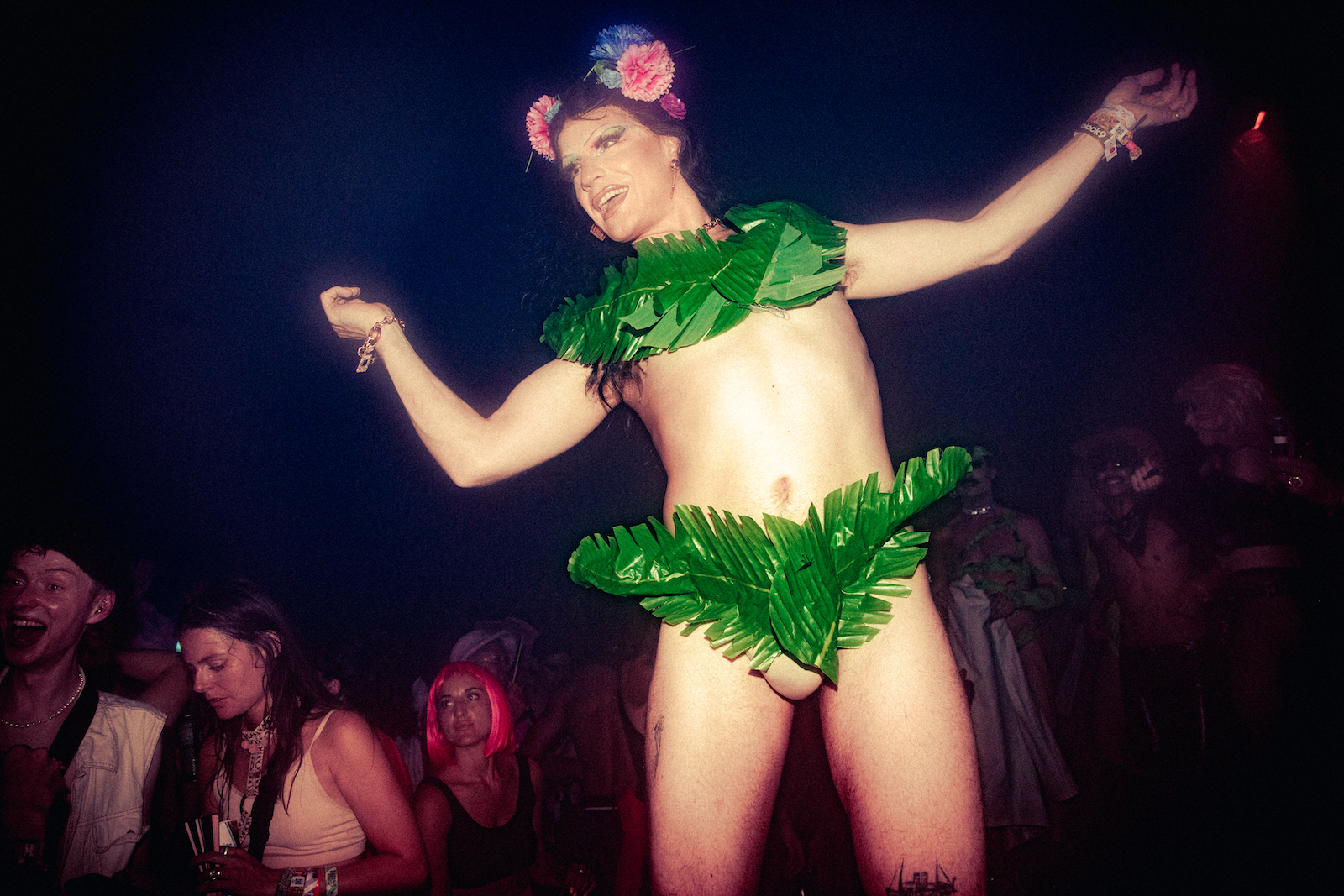 Sweaty crowds and performers at Glastonbury's NYC Downlow