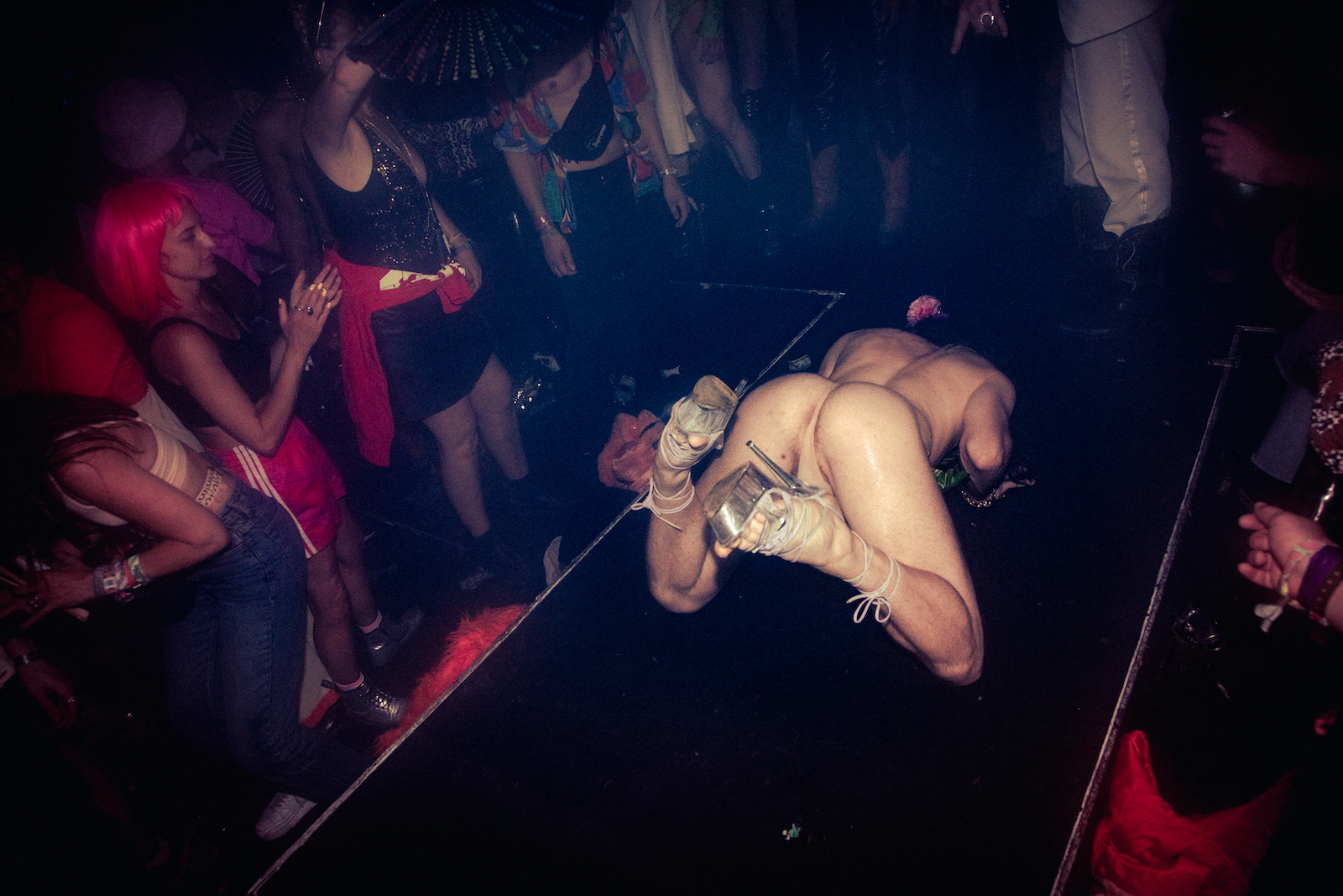 Sweaty crowds and performers at Glastonbury's NYC Downlow