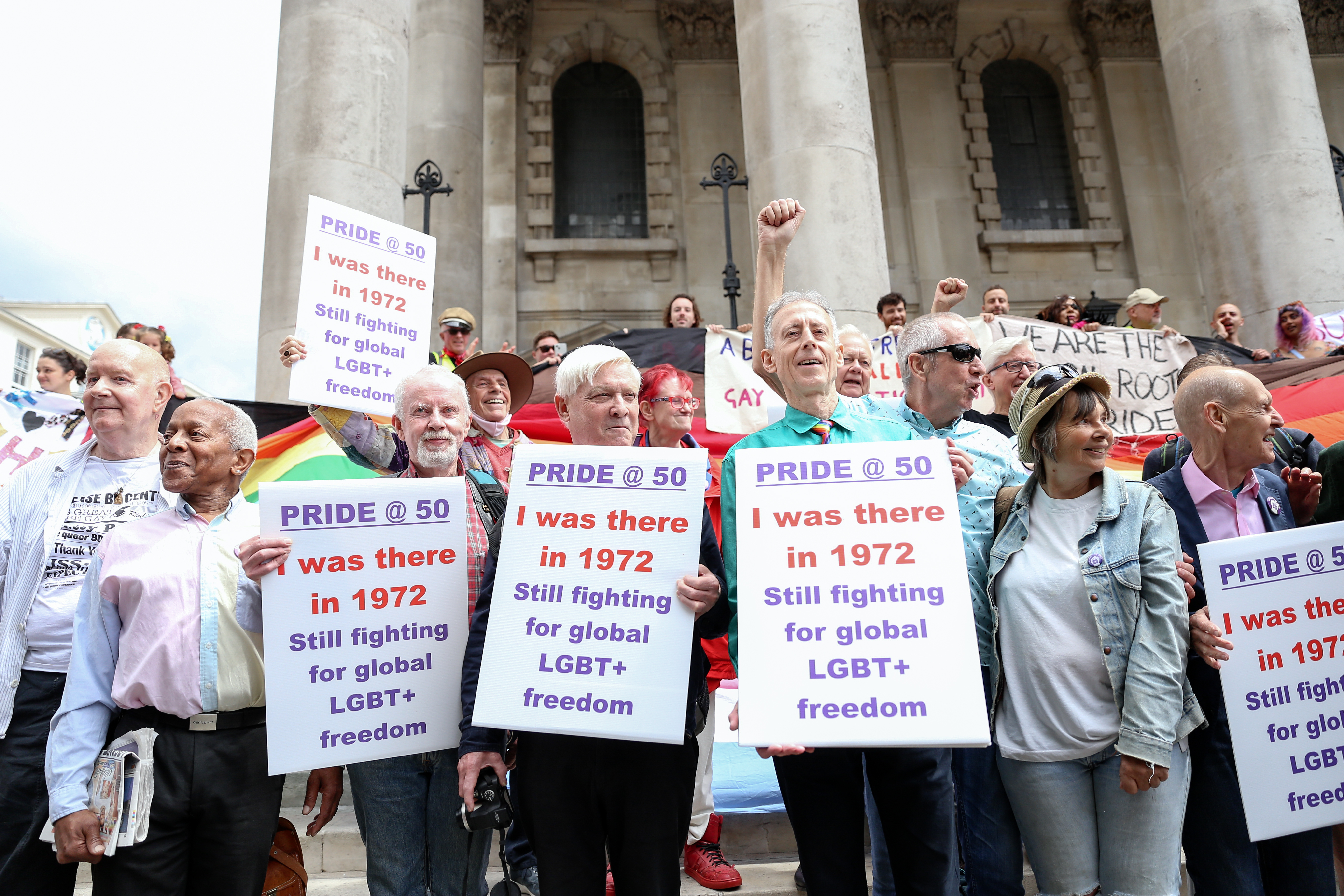 Ted Brown (second from left) on the 50th anniversary march.