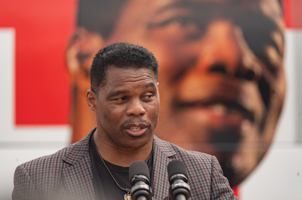 U.S. Republican Senate candidate for Georgia, Herschel Walker speaks at a campaign event on September 9, 2022 in Gwinnett, Georgia.
