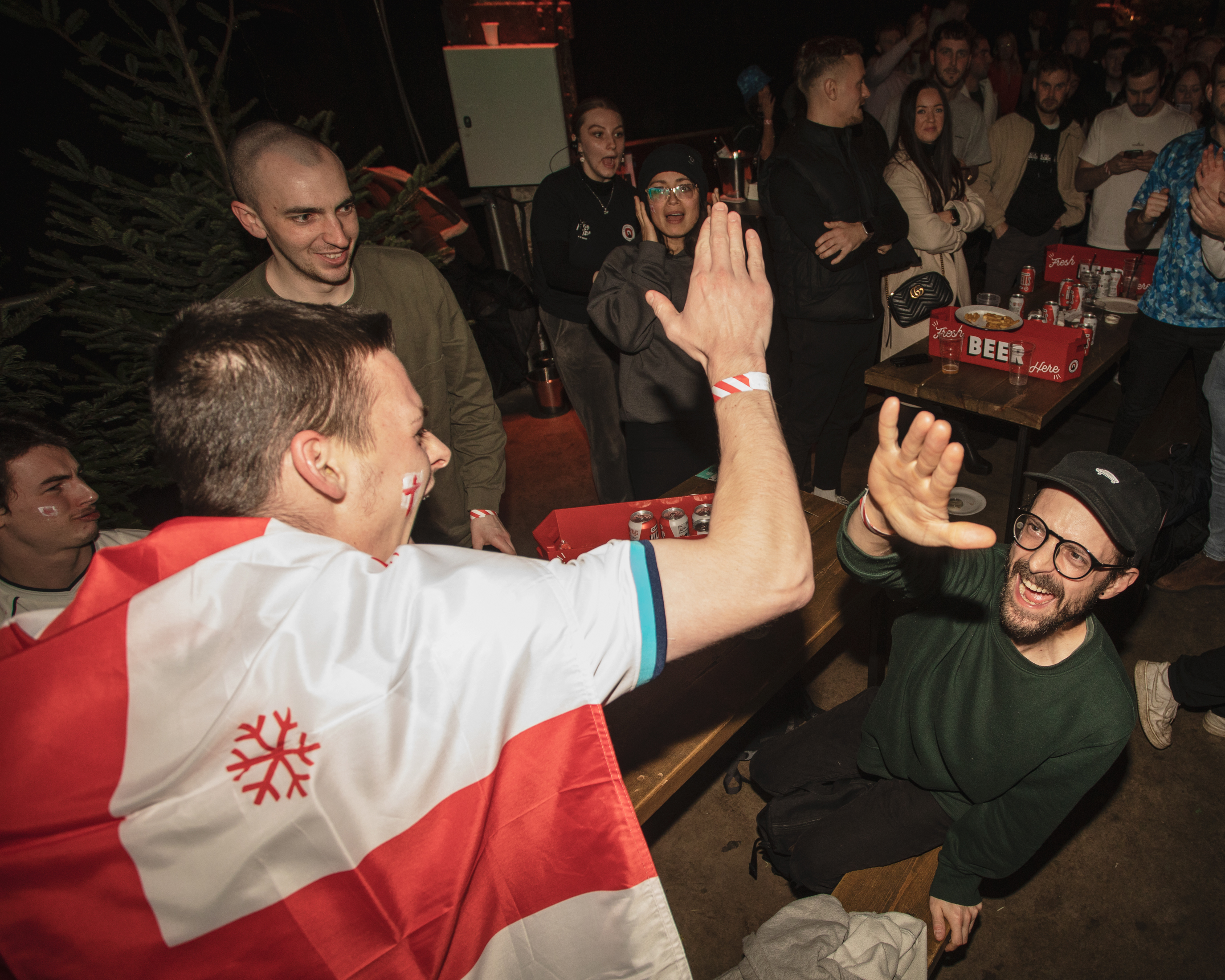 England v Senegal World Cup match: Fans high five each other