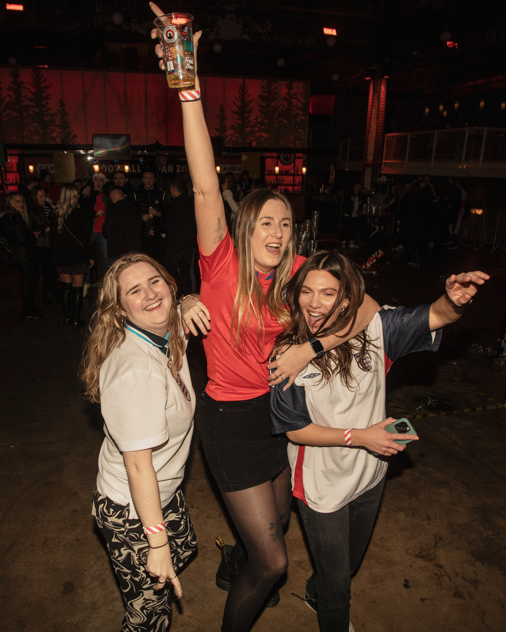 England v Senegal World Cup match: Three supporters celebrate with pints