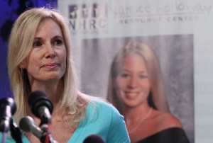 Beth Holloway fights back tears as she participates in the launch of the Natalee Holloway Resource Center on June 8, 2010 in Washington, DC.
