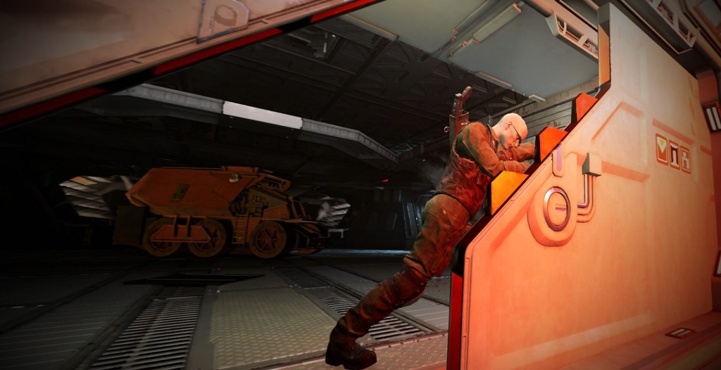 A synth trying to open a door in Alien: Rogue Incursion