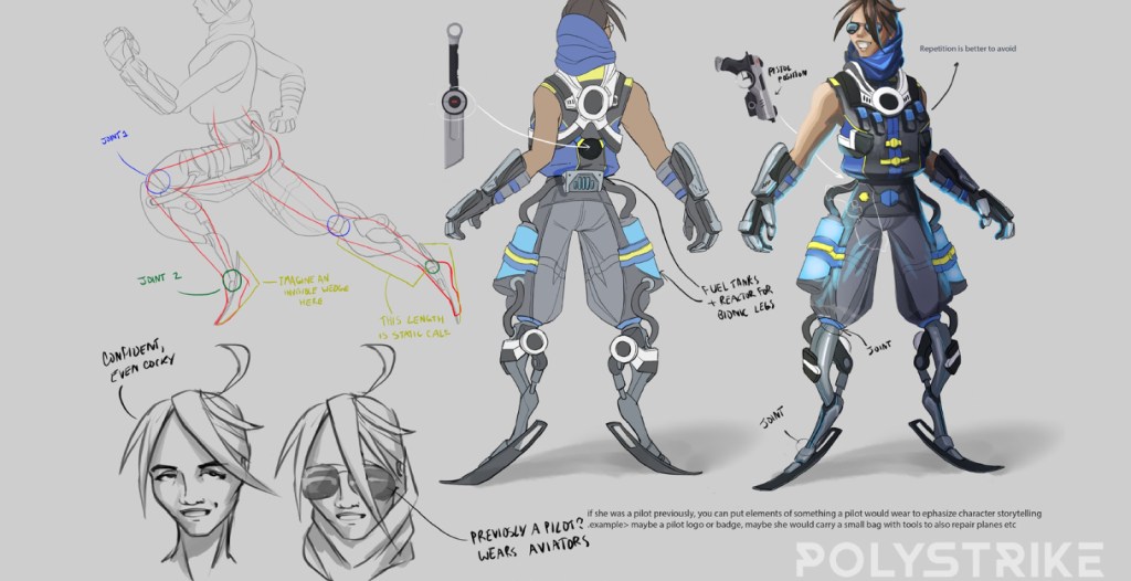 A sketch sheet of a character from Polystrike