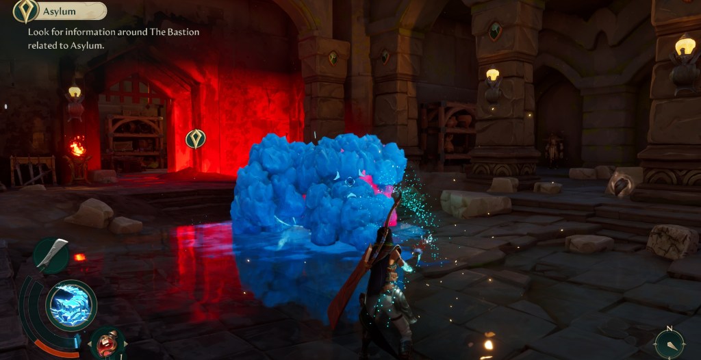 Brynn using Ice Magic against an enemy to keep them held in place
