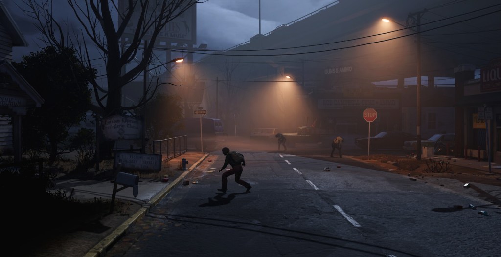 Sneaking around outside at night in Into the Dead: Our Darkest Days