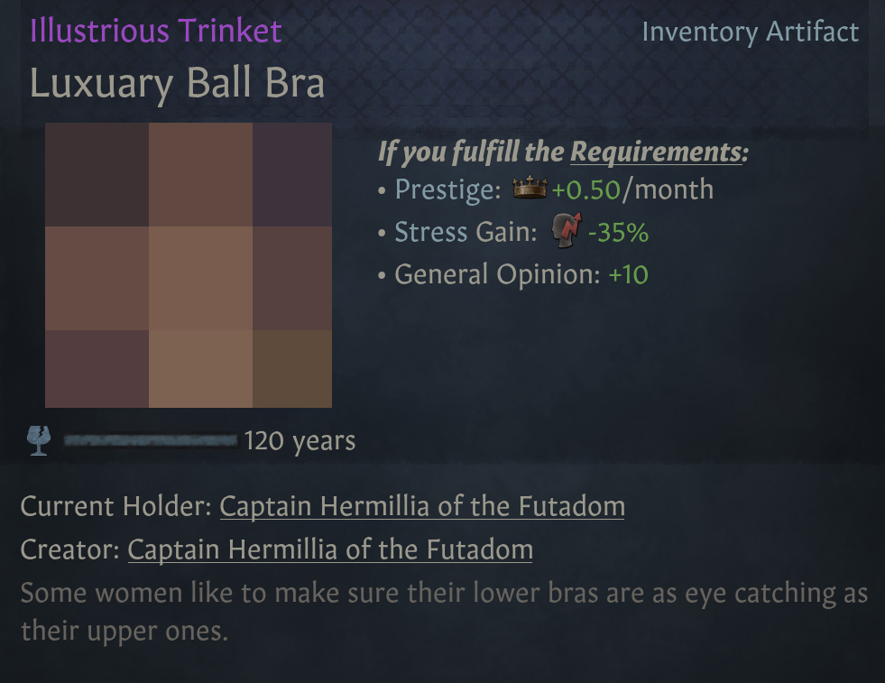 The "Luxury Ball Bra" in Crusader Kings 3's futanari mod