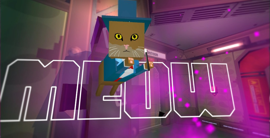 A cat jumping toward the screen in Skin Deep