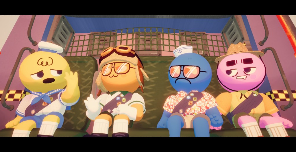 Shaun and his friends in the helicopter at the end of PEAK