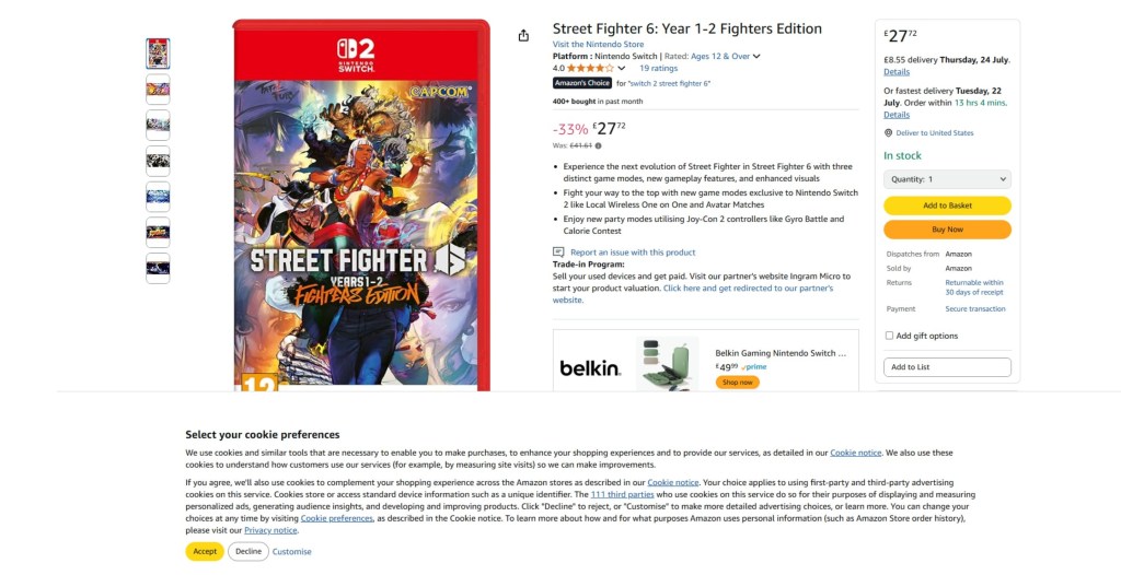 Switch 2 'Streety Fighter 6' Game Key Card Price