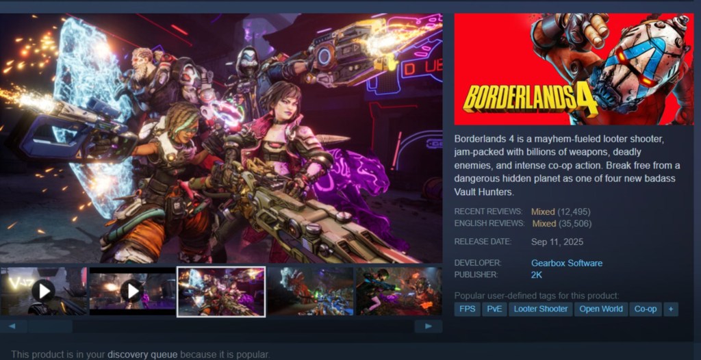 Borderlands 4 Steam Reviews