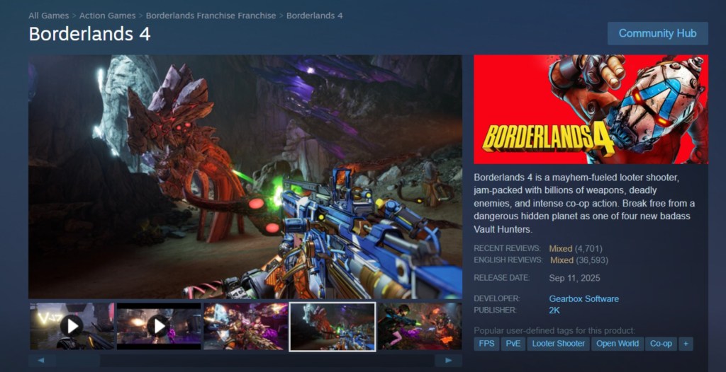 Borderlands 4 Negative Steam Reviews