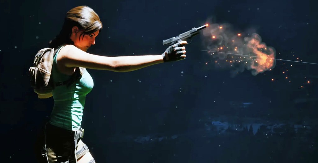 Lara Croft Shooting Tomb Raider Remake